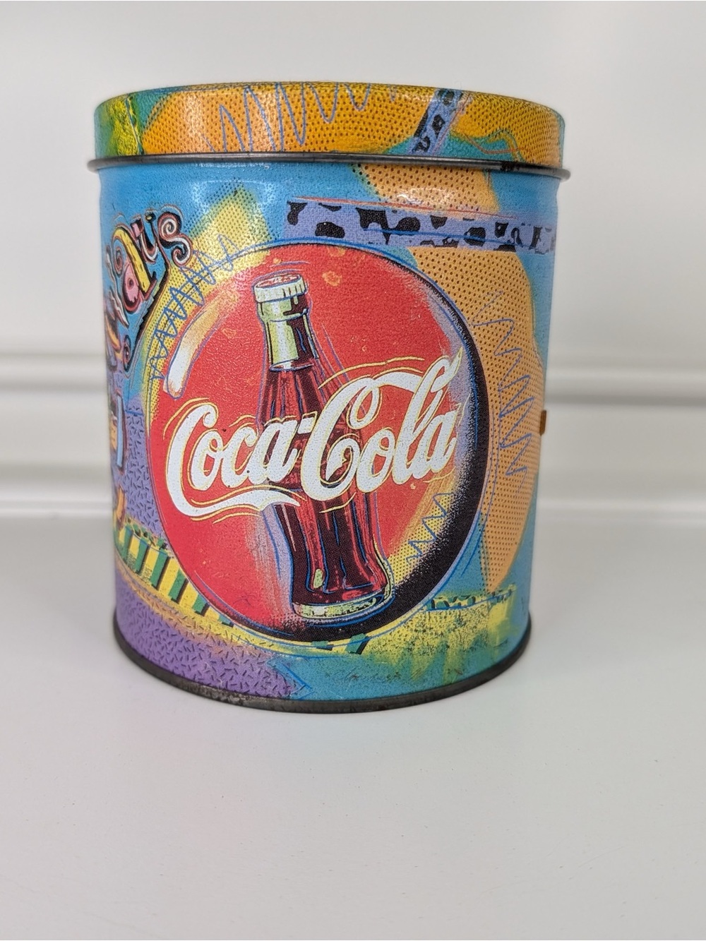 1990’s Vintage “Always Coca-Cola” Pop Art Tin in Blue, Red & Yellow
